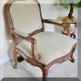 F17. Kreiss Collection bergere chair with ultrasuede upholstery. 41”h x 34”w x 29”d